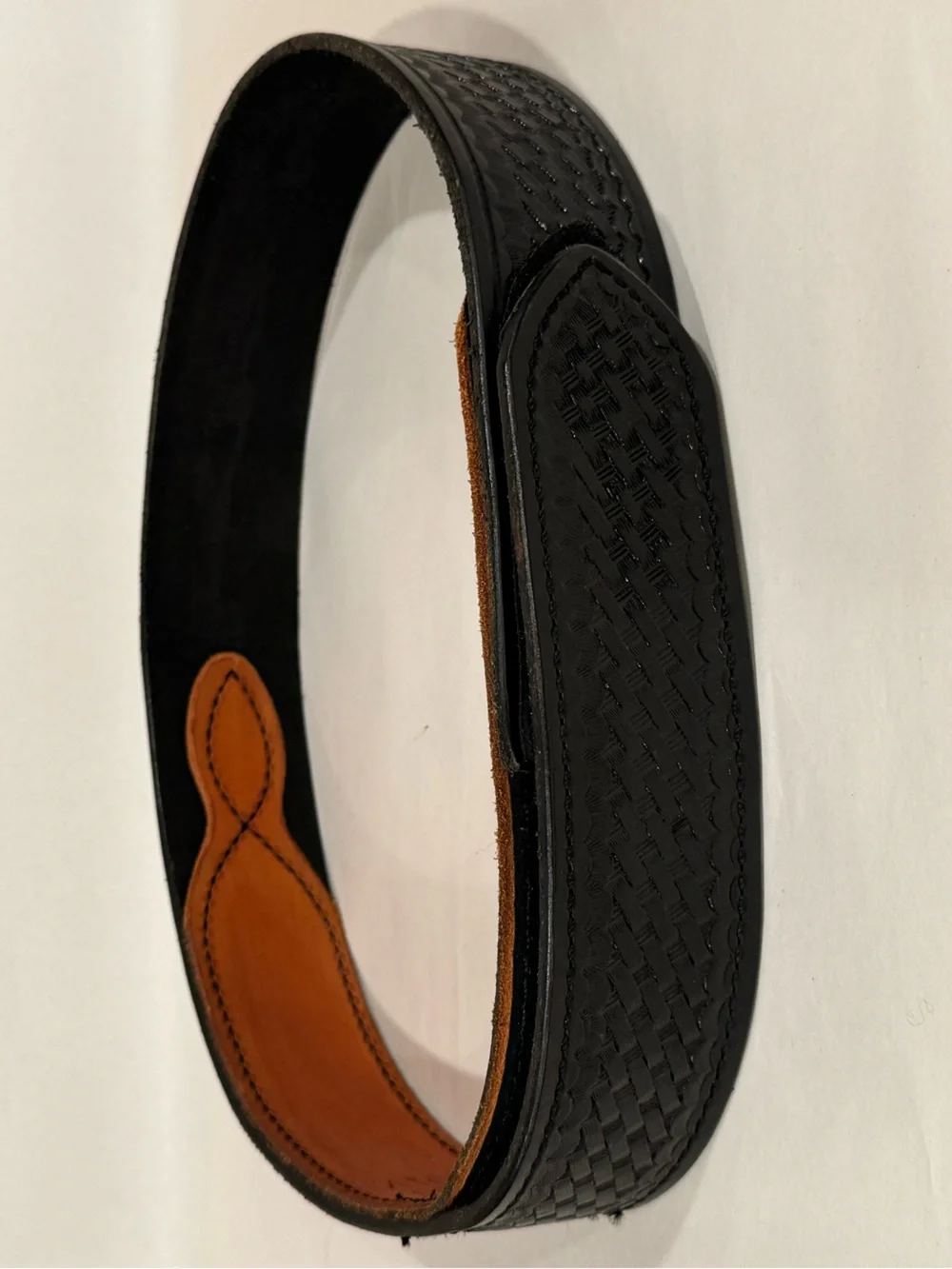 Tex Shoemaker & Sons N34 Leather Sam Brown Duty‎ Belt Black Basketweave N30 201V